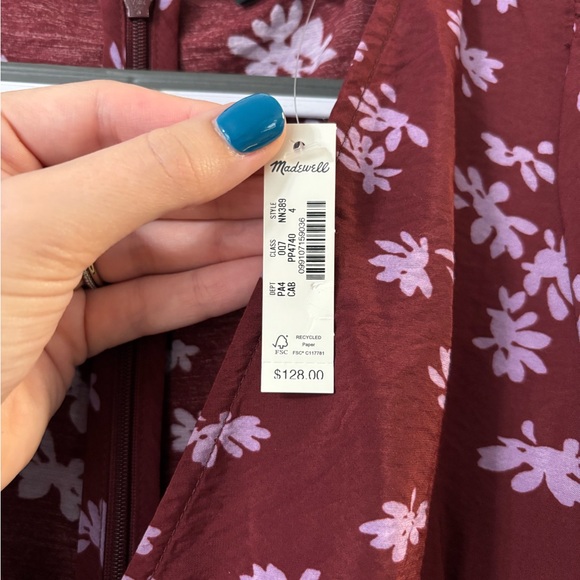 Madewell V-Neck Flutter-Sleeve Midi Dress NWT - Picture 5 of 7